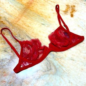 La Perla Red unlined bra, red, 34B
